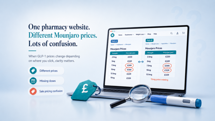 One pharmacy website. Different Mounjaro prices. Lots of confusion.